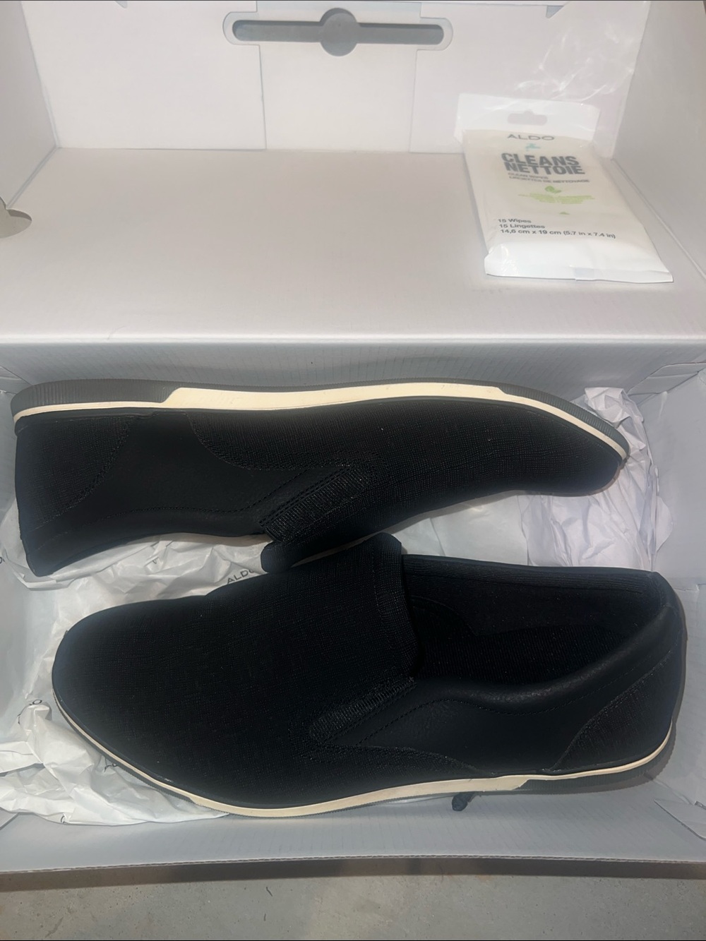 Aldo Braunbock black Slip-On Knit Loafers with White-Trim Sole